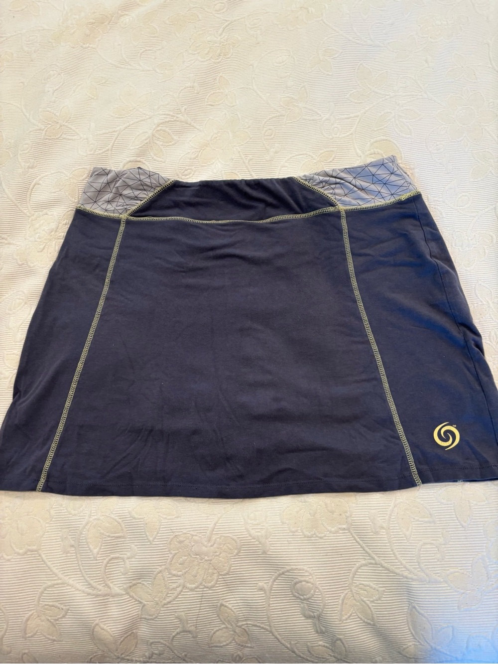 Penningtons Navy A-Line Athletic Skort with Gray Patterned Waistband